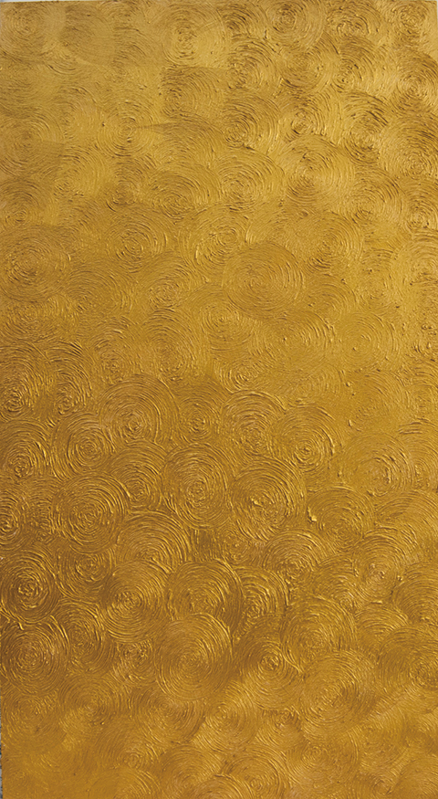 ゴールドの塗装に「KRONOS XS VORTICE」による渦模様を施した仕上げ
